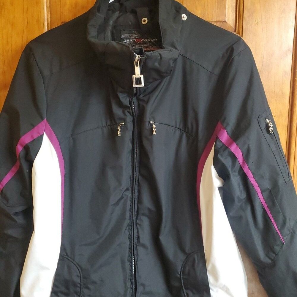 ZeroXposur Womans Jacket Black Purple  insulated Water‎ / Wind Sz L (No Hood)